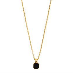 Necklace Rolo Onyx Rocks Dore